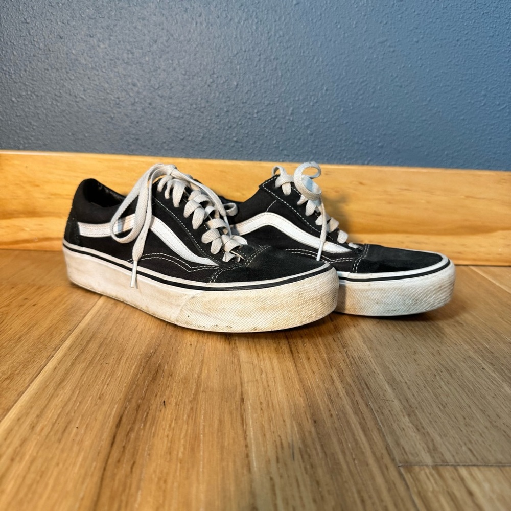 Vans Old Skool Skater Black and White Platform lace up sneakers Men’s 6.5/W 8 - Picture 5 of 10